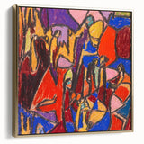 Framed canvas featuring a vintage black landscape painting, ideal for bedroom wall art.