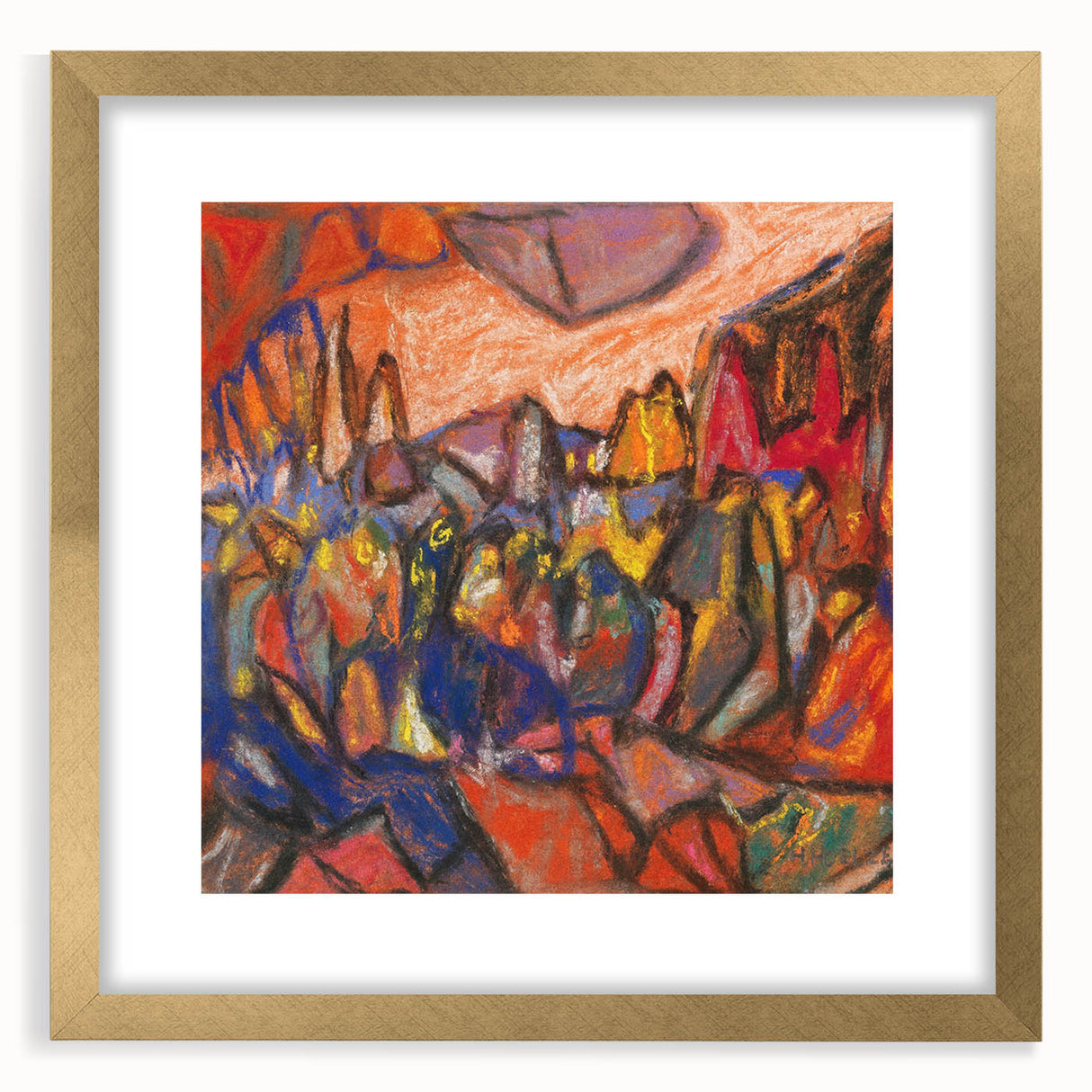 Extra large abstract art print featuring textured design in muted earth tones on a framed canvas.