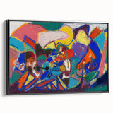 Black and white landscape painting in a vintage poster style on framed canvas, ideal for bedroom decor.