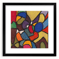 Extra large abstract art print featuring vibrant, textured colors on a black framed canvas, ideal for living room decor.