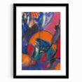 Extra large abstract art print featuring textured, colorful design in a black frame, ideal for living room decor.