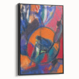 Black and white landscape painting on framed canvas featuring abstract vintage poster art, suitable for bedroom decor.