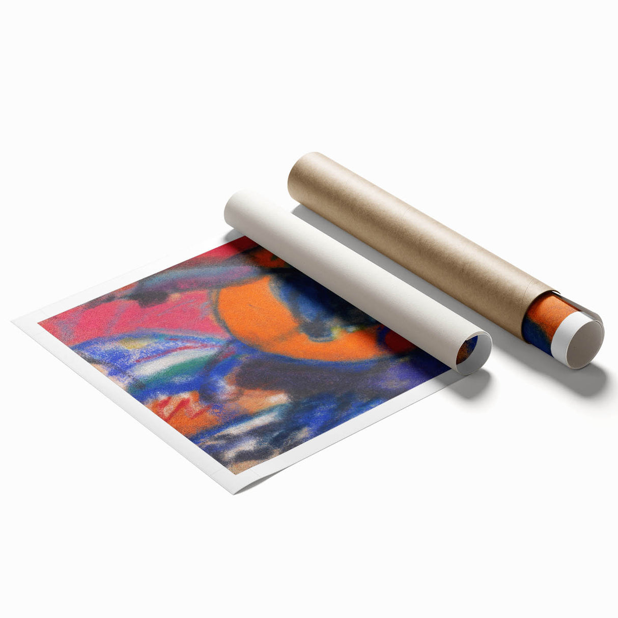 Extra large rolled print of a floral art design in muted tones, suitable as classy bathroom or large living room wall art.
