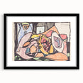 Extra large abstract art print featuring textured waves of vibrant colors on a black framed canvas.