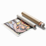 Extra large rolled print of floral art in muted pastel shades, ideal for classy bathroom or large living room wall art.