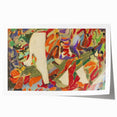 Abstract floral design in soft pastel hues on a large rolled canvas, ideal for dining room or bathroom wall art.