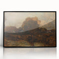 Large abstract wall art featuring mid-century modernist design in muted colors on framed acrylic.