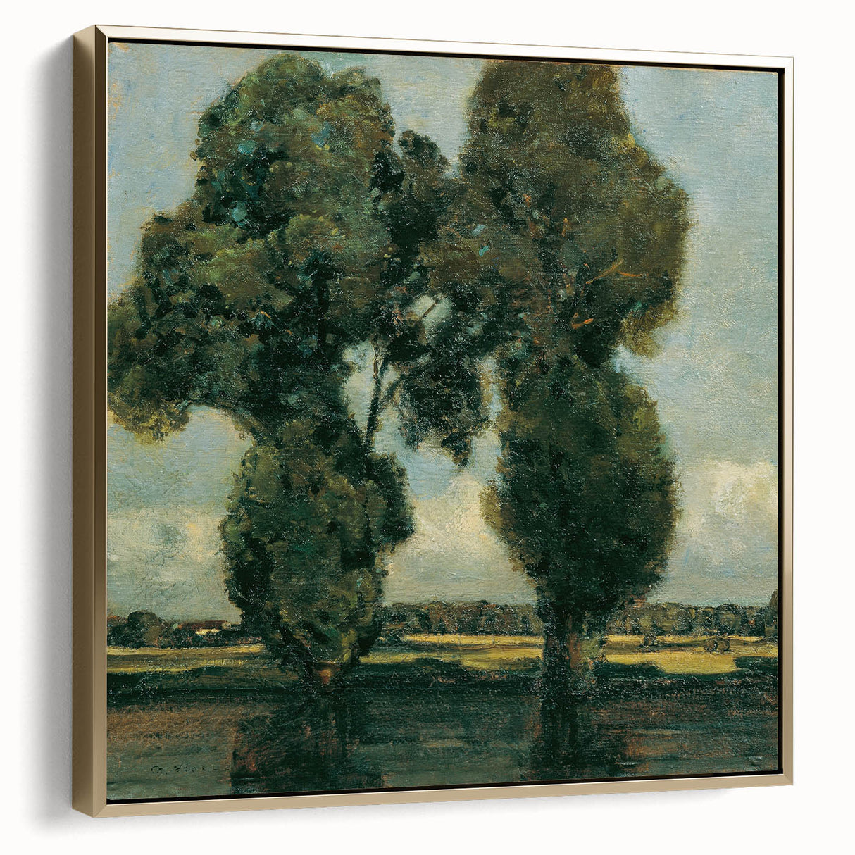 Framed canvas featuring a vintage poster art landscape in black tones, ideal for bedroom wall art.