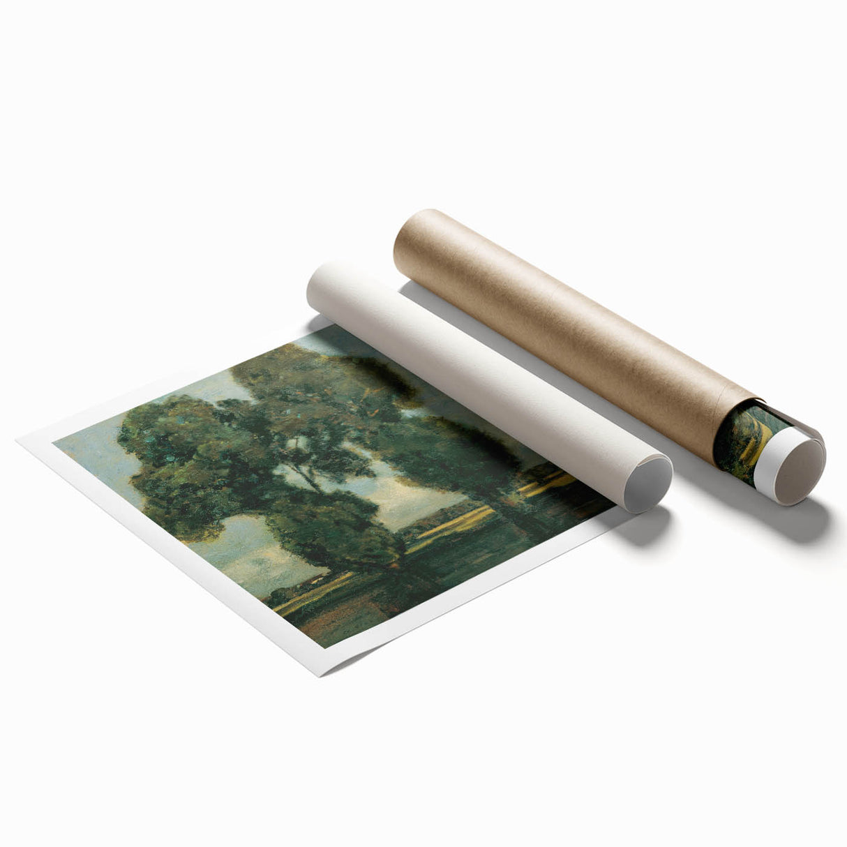 Extra large rolled print of a floral design in muted pastel shades, ideal for classy bathroom wall art.