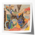 Abstract floral design in muted earth tones on a large canvas, suitable for art wall dining room or classy bathroom decor.