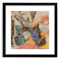Extra large abstract art print featuring vibrant, colorful textured patterns on a black framed canvas.