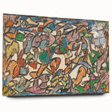 Large abstract wall art by Adolf Holzel in muted tones on acrylic glass, ideal for bedroom or dining room decor.