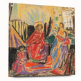 Large abstract wall art in vibrant colors on acrylic glass, suited for bedroom or dining room decor.