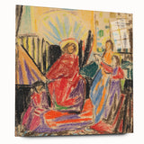 Large abstract acrylic print in vibrant colors, suitable as bedroom or dining room art.