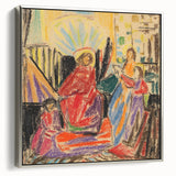 Landscape art painting featuring a vibrant, colorful abstract design on a framed canvas, ideal for modern living room decor.
