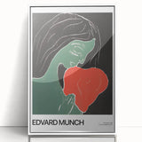 Art deco poster of Edvard Munch design in muted colors on white acrylic, ideal for modern nursery wall art.