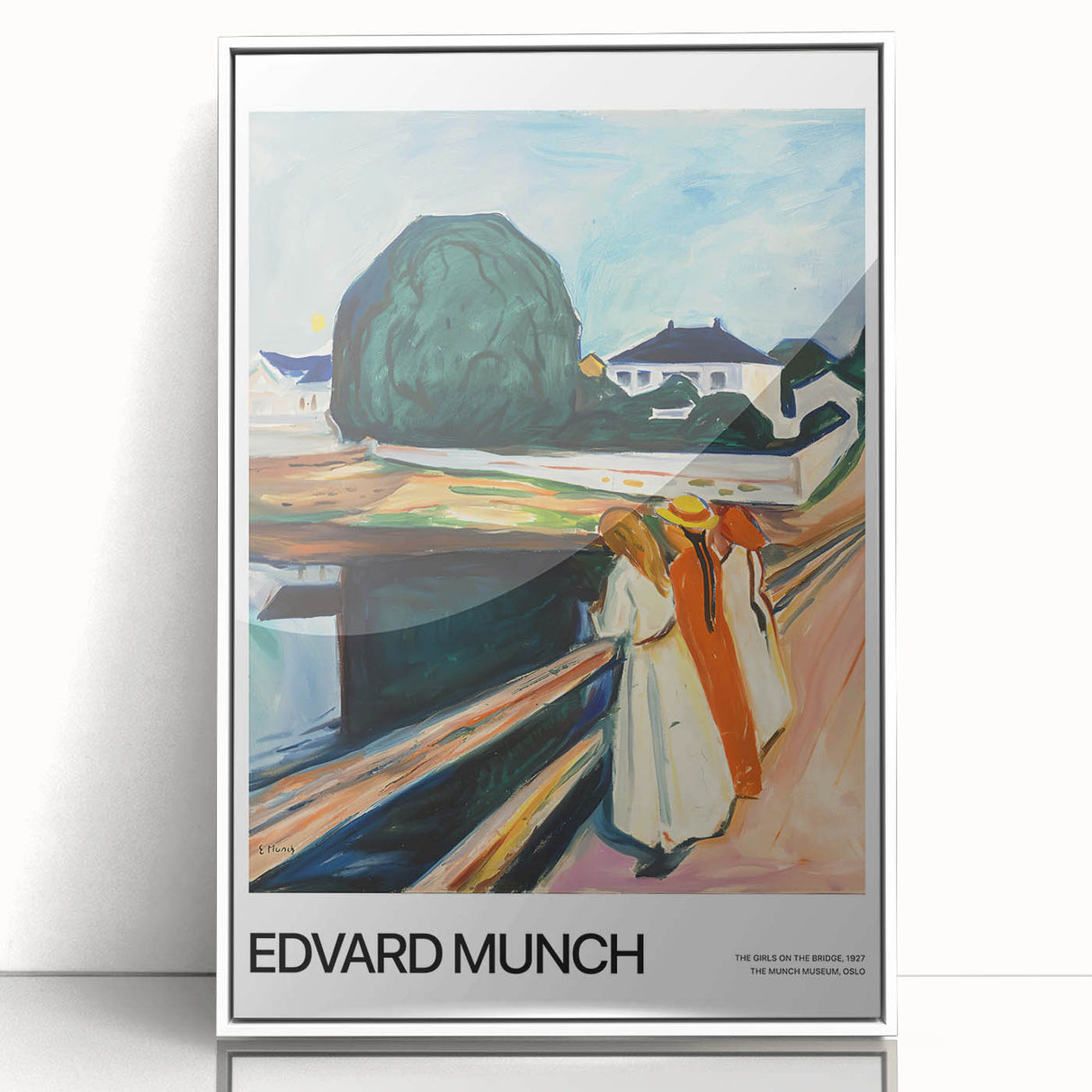 Mid-century modernist art featuring abstract shapes in muted tones on a framed acrylic, ideal for nursery wall decor.