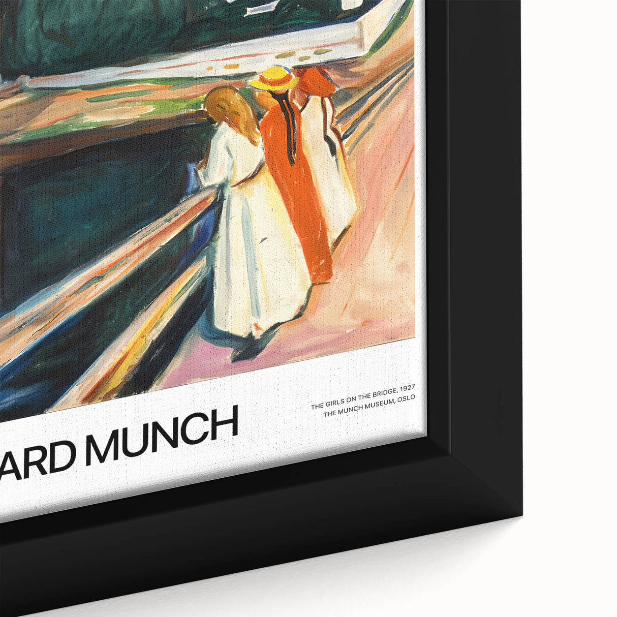 Extra large framed canvas featuring a close-up of Edvard Munch's black wall art with colorful, textured brush strokes.