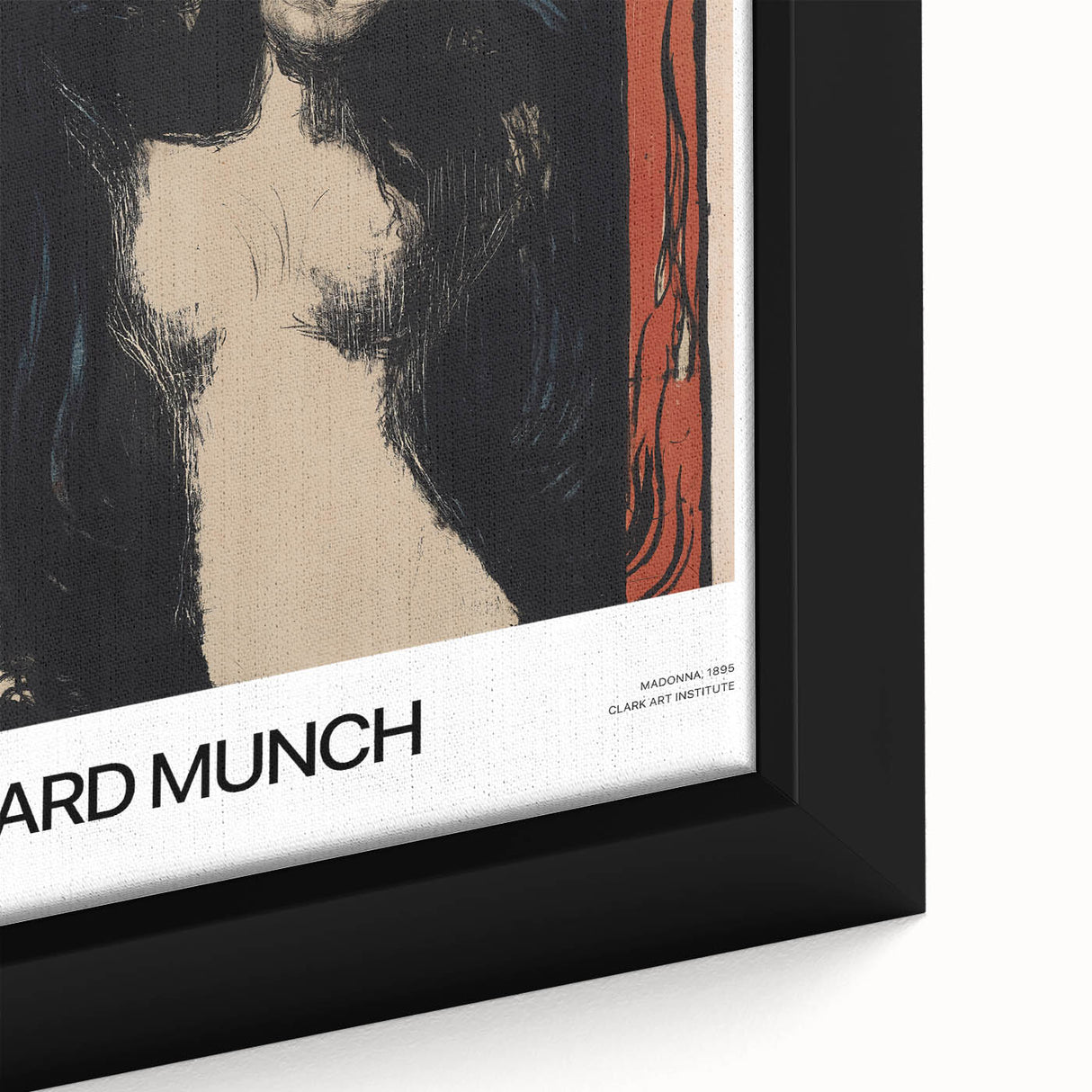 Extra large framed canvas featuring a close-up of Edvard Munch's textured, colorful art on black background.