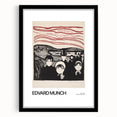 Extra large abstract art print featuring textured, colorful swirls on black framed canvas, ideal for living room decor.