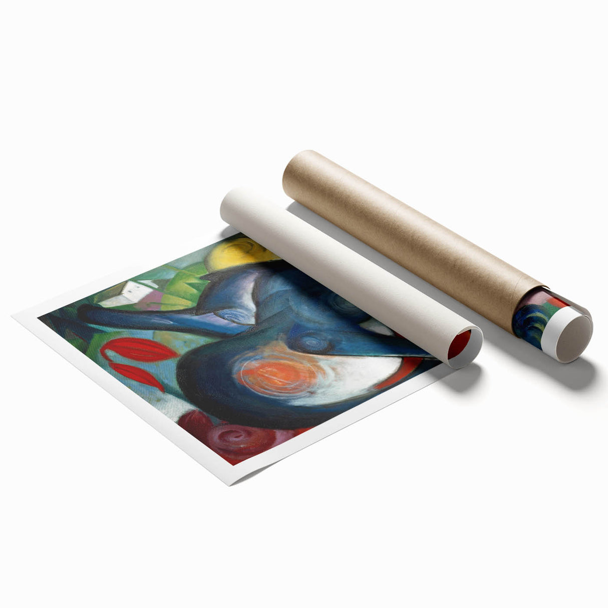 Extra large rolled print of Franz Marc's abstract floral design in vibrant colors.