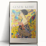 Mid-century modernist art featuring Gustav Klimt-inspired abstract patterns in gold and black, framed acrylic.