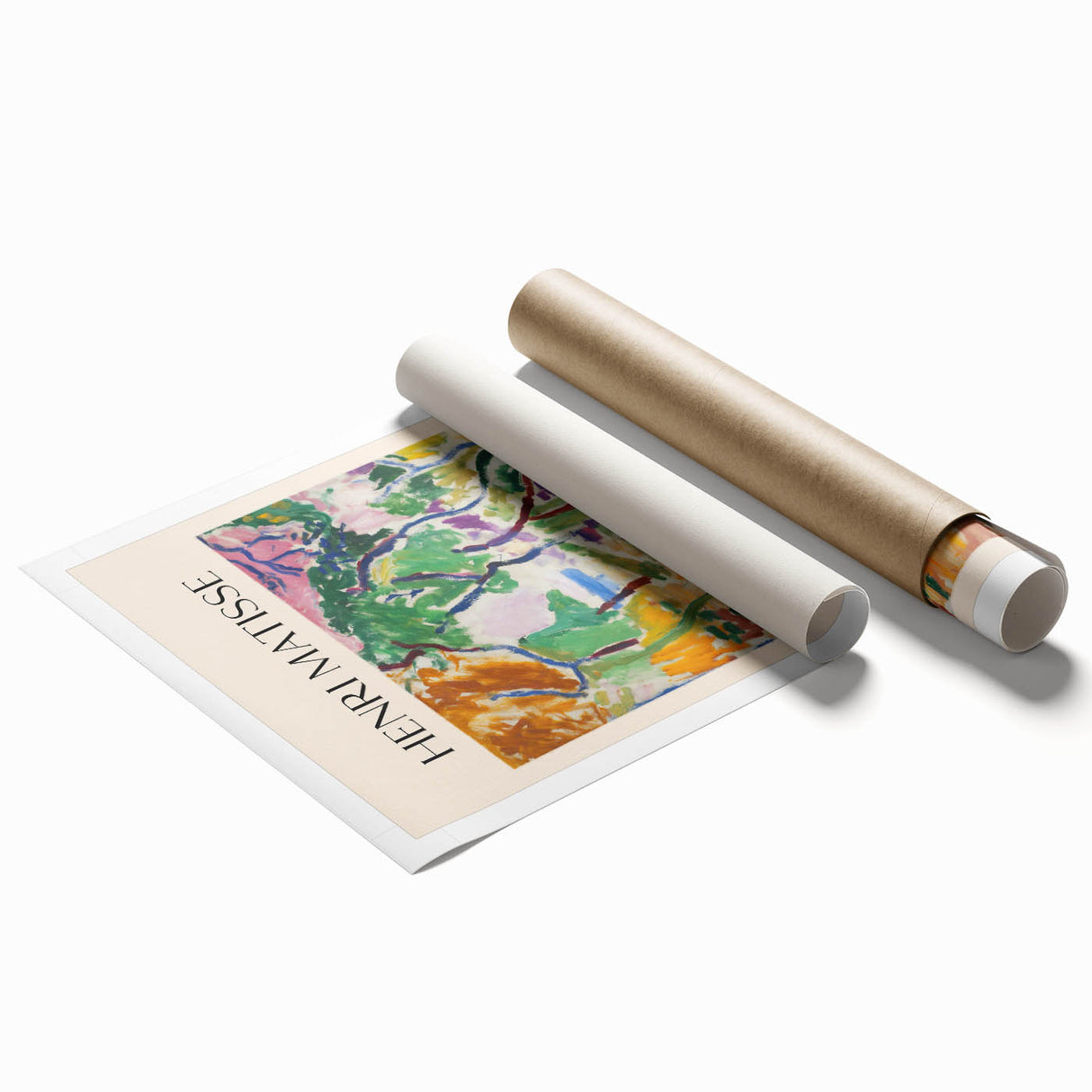Extra large rolled print featuring Henri Matisse-inspired floral art in vibrant colors, ideal for classy bathroom wall art.
