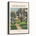 Black and white landscape painting on framed canvas, featuring a vintage poster art style, ideal for bedroom decor.