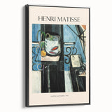 Framed canvas featuring a black and white vintage poster art of a landscape, ideal for bedroom wall decor.