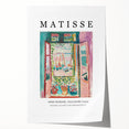 Henri Matisse-inspired floral design on a rolled print, featuring vibrant blue and red tones.