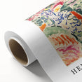 Art Deco poster featuring abstract shapes in muted colors on rolled canvas, ideal for nursery wall art.