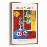 Extra large framed canvas featuring vintage poster art of a colorful Henri Matisse design, ideal for living room decor.