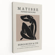 Abstract Henri Matisse-inspired print in bold colors on stretched canvas, suitable for kitchen wall art.