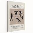 Abstract Henri Matisse design on stretched canvas featuring bold blue and green tones, suitable for kitchen wall art.