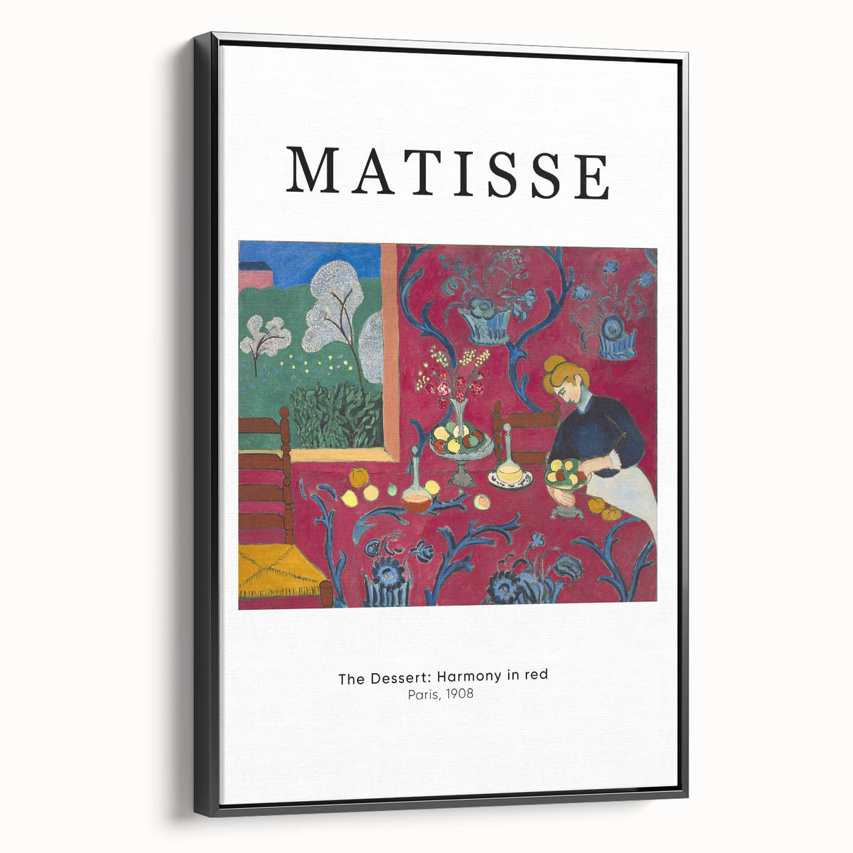 Black and white landscape painting on framed canvas, featuring a vintage poster art style, ideal for bedroom decor.
