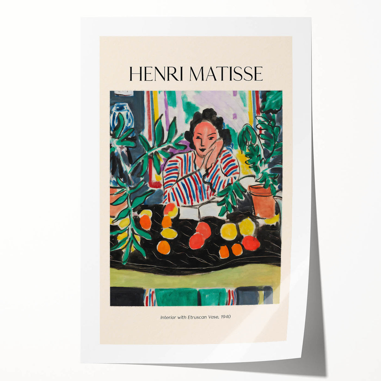 Extra large rolled print of Henri Matisse-inspired floral design in vibrant colors.