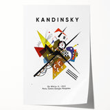 Abstract Kandinsky-inspired rolled print featuring vibrant, multicolored geometric shapes, ideal for art wall dining room.