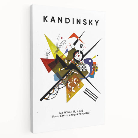 Abstract Kandinsky-inspired art on large stretched canvas with vibrant primary colors, suited for kitchen wall art.