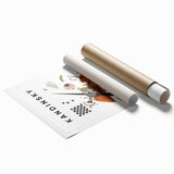 Extra large rolled print featuring abstract floral patterns in vibrant colors.