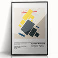 Large abstract wall art featuring geometric shapes in black and white, framed in acrylic, suitable for modern decor.