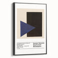 Black and white framed canvas featuring a minimalist Malevich landscape, ideal for bedroom wall art.