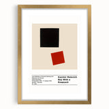 Extra large abstract art print featuring geometric shapes in black and white, framed in gold, ideal for living room decor.