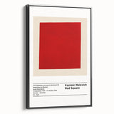 Black and white landscape art featuring a minimalist Malevich design on a framed canvas, ideal for bedroom decor.
