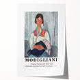 Extra large rolled print featuring a Modigliani-inspired abstract floral design in muted earth tones.