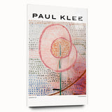 Large abstract wall art by Paul Klee in muted colors on acrylic glass, ideal for bedroom or dining room decor.