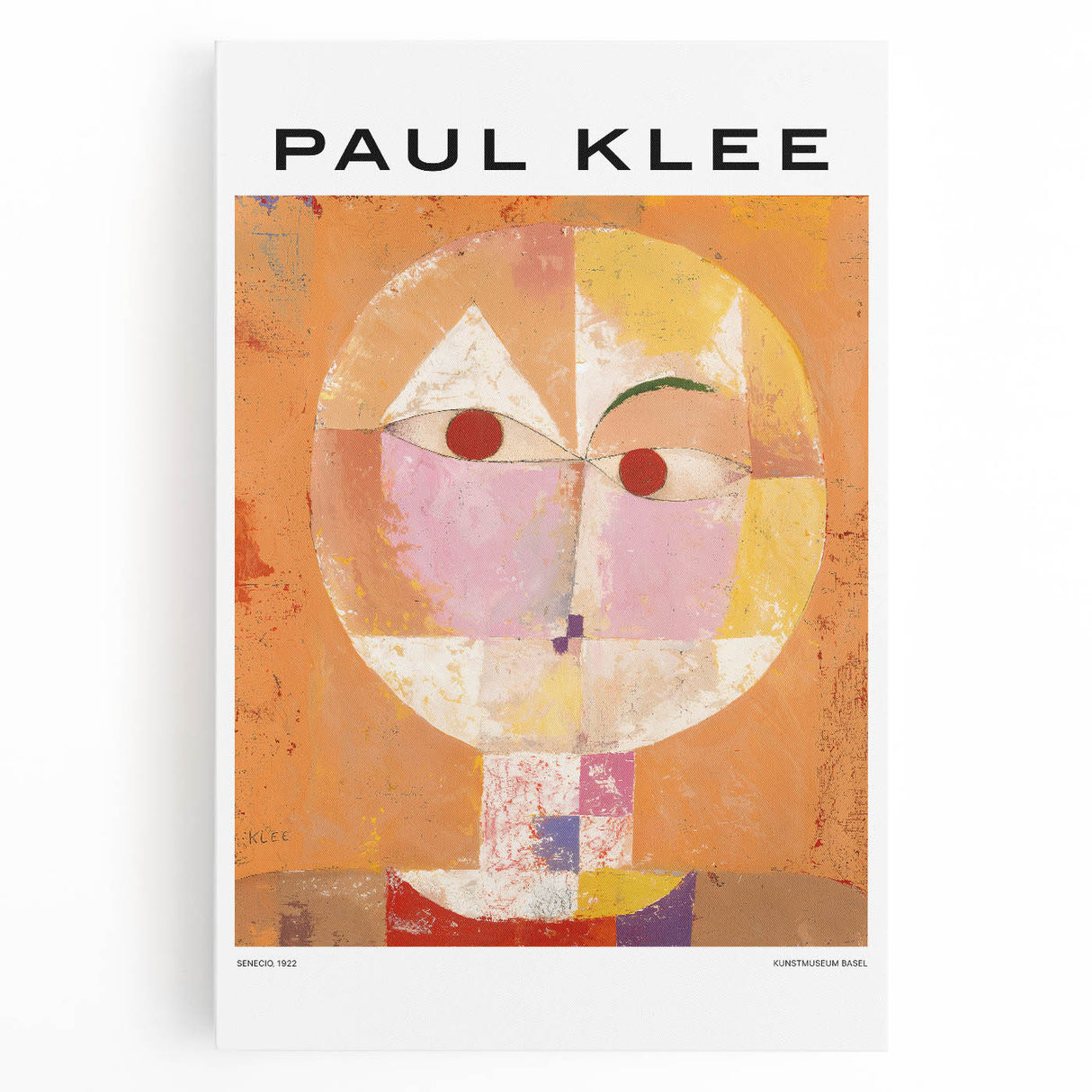 Large black and white abstract print by Paul Klee on stretched canvas, ideal for kitchen wall art.