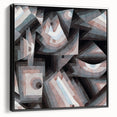 Black and white framed canvas featuring a vintage poster-style landscape painting, ideal for bedroom decor.