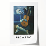 Rolled print of a Picasso-inspired abstract floral design in muted tones, suitable for art wall dining room.