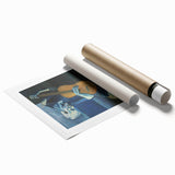 Extra large rolled print featuring abstract floral design in vibrant colors, ideal for classy bathroom wall art.
