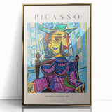 Mid-century modernist art of abstract forms in bold colors, framed acrylic, ideal for nursery wall decor.